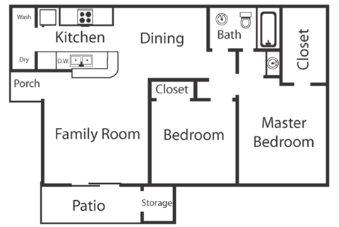 a floor plan of a home with a kitchen and a living room